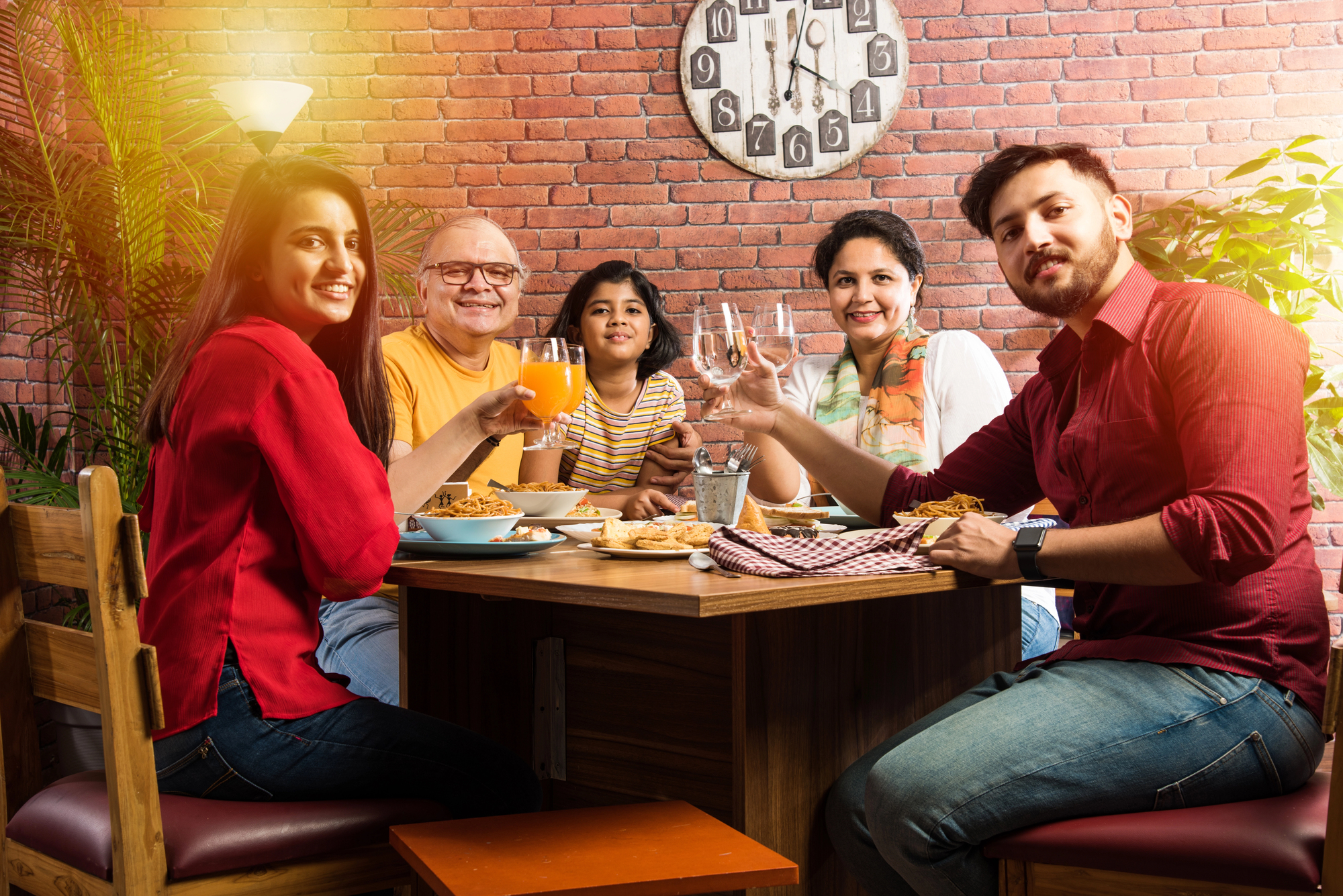 Family members sharing a meal